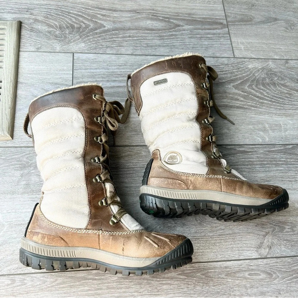 TIMBERLAND Mt. Holly Tall Lace Up Duck Boots in Taupe - Picture 6 of 16